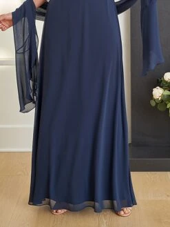 Women's Two Piece Dress Set Party Dress Lace Dress Party Outdoor Fashion Streetwear Lace Patchwork Long Dress Maxi Dress V Neck Sleeveless Plain Regular Fit Navy Blue Fall Winter S M L XL XXL -Cheap Plus Fit Dress Store rtrhir1696579883106