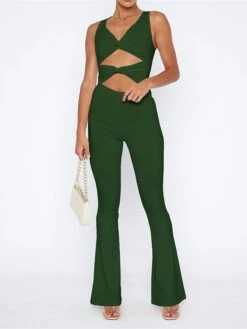 Women's Jumpsuit Workout Bodysuit Cut Out Solid Color V Neck Sexy Party Going Out Regular Fit Sleeveless Brown Green Dark Gray XS S M Summer Fall Gym 27 Women's Jumpsuit Workout Bodysuit Cut Out Solid Color V Neck Sexy Party Going Out Regular Fit Sleeveless Brown Green Dark Gray XS S M Summer Fall Gym -Cheap Plus Fit Dress Store rukgcv1690353196110