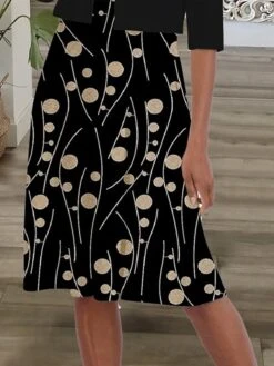 Women's Dress Set Two Piece Dress Church Dress Midi Dress Black Half Sleeve Polka Dot Ruched Summer Spring Crew Neck Casual 2023 S M L XL XXL 3XL -Cheap Plus Fit Dress Store rvdjbi1664182115254