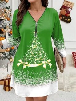 Women's Plus Size Curve Christmas Dress Casual Dress Winter Dress Christmas Tree Snowflake Mini Dress Long Sleeve Print V Neck Fashion Outdoor Black Wine Fall Winter L XL 2XL 3XL 4XL 8 Women's Plus Size Curve Christmas Dress Casual Dress Winter Dress Christmas Tree Snowflake Mini Dress Long Sleeve Print V Neck Fashion Outdoor Black Wine Fall Winter L XL 2XL 3XL 4XL -Cheap Plus Fit Dress Store sdfkbr1697799819026