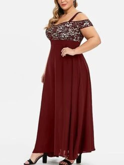 Women‘s Plus Size Curve Party Dress Homecoming Dress Formal Dress Solid Color Long Dress Maxi Dress Short Sleeve Lace Strap Modern Party Black Wine Summer Spring L XL XXL 3XL 4XL -Cheap Plus Fit Dress Store sdsvpm1673244331936