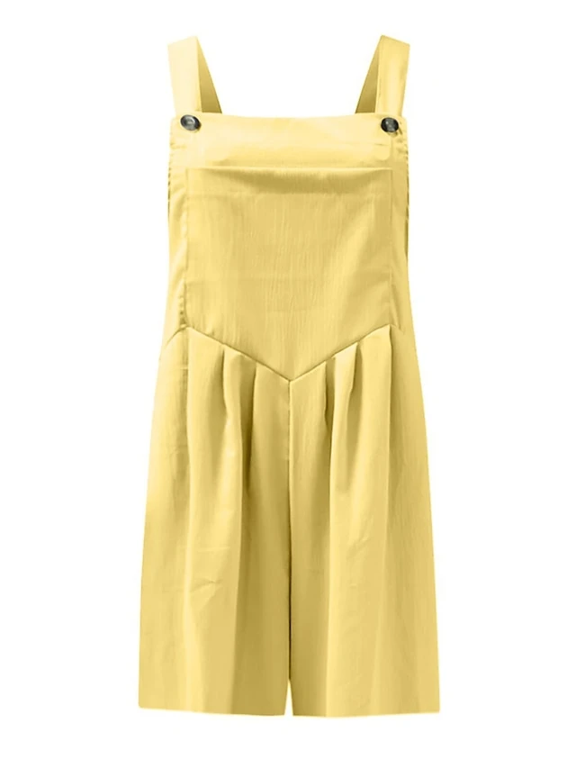 Jumpsuits For Women Summer Overall Bib Pocket Solid Color Square Neck Basic Daily Vacation Regular Fit Sleeveless Black Yellow Pink S M L 12 Jumpsuits For Women Summer Overall Bib Pocket Solid Color Square Neck Basic Daily Vacation Regular Fit Sleeveless Black Yellow Pink S M L - Image 12