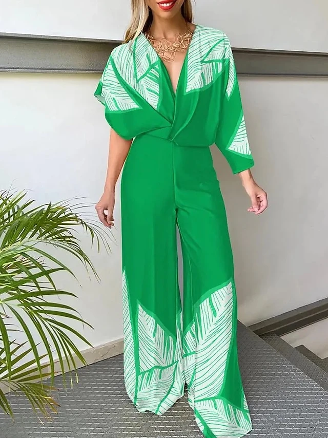 Women‘s Jumpsuit High Waist Maillard Solid Color V Neck Wedding Elegant Party Cocktail Party Regular Fit Short Sleeve White Yellow Pink S M L Summer 2 Women‘s Jumpsuit High Waist Maillard Solid Color V Neck Wedding Elegant Party Cocktail Party Regular Fit Short Sleeve White Yellow Pink S M L Summer - Image 2