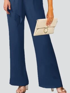 Women's Jumpsuit Lace Up Ruffle Solid Color V Neck Elegant Wedding Party Regular Fit Short Sleeve Navy Blue S M L Summer 11 Women's Jumpsuit Lace Up Ruffle Solid Color V Neck Elegant Wedding Party Regular Fit Short Sleeve Navy Blue S M L Summer -Cheap Plus Fit Dress Store sfsiqr1688007808057