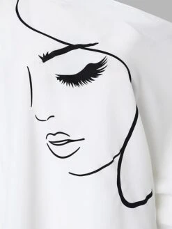 Women's Shirt Blouse White Gold Letter Portrait Off Shoulder Print Long Sleeve Casual Basic Off Shoulder Regular Fit Portrait -Cheap Plus Fit Dress Store shkxzi1692790564946