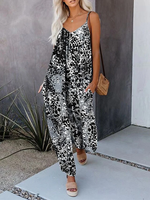 Women's Jumpsuit Pocket Print Leopard V Neck Streetwear Street Daily Regular Fit Sleeveless Royal Blue Fuchsia Orange S M L Summer 6 Women's Jumpsuit Pocket Print Leopard V Neck Streetwear Street Daily Regular Fit Sleeveless Royal Blue Fuchsia Orange S M L Summer - Image 6