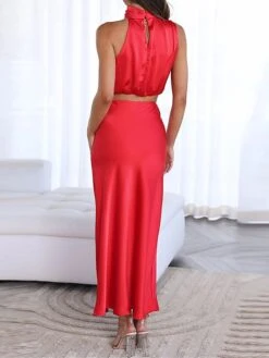 Women's Two Piece Dress Set Casual Dress Skirt Set Daily Holiday Fashion Sexy Ruched Long Dress Maxi Dress Stand Collar Sleeveless Plain Regular Fit Black White Light Green Summer Spring S M L XL 33 Women's Two Piece Dress Set Casual Dress Skirt Set Daily Holiday Fashion Sexy Ruched Long Dress Maxi Dress Stand Collar Sleeveless Plain Regular Fit Black White Light Green Summer Spring S M L XL -Cheap Plus Fit Dress Store sirzln1690857200848