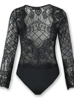 Jumpsuits For Women Sexy Bodysuit Lace Solid Color V Neck Basic Party Going Out Regular Fit Long Sleeve Black S M L SpringFall -Cheap Plus Fit Dress Store skdxex1643274686387