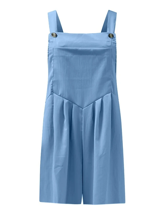 Jumpsuits For Women Summer Overall Bib Pocket Solid Color Square Neck Basic Daily Vacation Regular Fit Sleeveless Black Yellow Pink S M L 2 Jumpsuits For Women Summer Overall Bib Pocket Solid Color Square Neck Basic Daily Vacation Regular Fit Sleeveless Black Yellow Pink S M L - Image 2