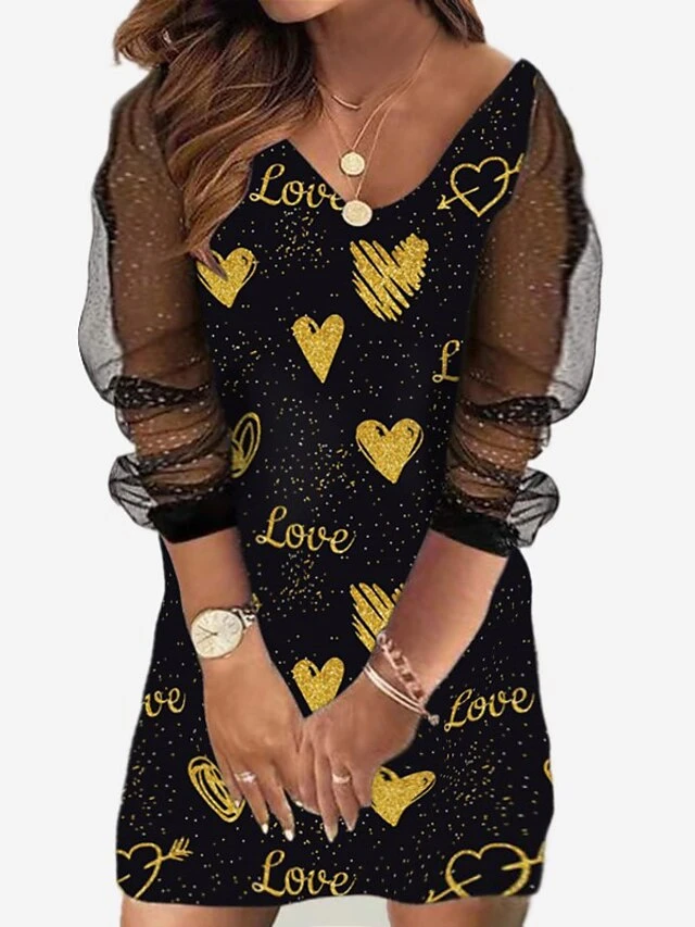 Women‘s Plus Size Curve Holiday Dress Floral V Neck Mesh Long Sleeve Fall Spring Casual Mini Dress Casual Daily DressSheath DressBlack DressPrint 8 Women‘s Plus Size Curve Holiday Dress Floral V Neck Mesh Long Sleeve Fall Spring Casual Mini Dress Casual Daily DressSheath DressBlack DressPrint - Image 8