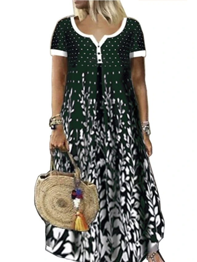 Women‘s Plus Size Curve Holiday Dress Floral V Neck Print Short Sleeve Spring Summer Casual Maxi Long Dress Casual Daily Dress 1 Women‘s Plus Size Curve Holiday Dress Floral V Neck Print Short Sleeve Spring Summer Casual Maxi Long Dress Casual Daily Dress