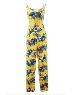 Women's Jumpsuit Backless Print Floral Round Neck Streetwear Street Daily Regular Fit Sleeveless Yellow S M L Summer 6 Women's Jumpsuit Backless Print Floral Round Neck Streetwear Street Daily Regular Fit Sleeveless Yellow S M L Summer -Cheap Plus Fit Dress Store smjeqf1690941114788