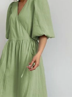 Women's Casual Dress Cotton Linen Dress Wrap Dress Midi Dress Cotton Basic Classic Outdoor Daily Vacation V Neck Lace Up Half Sleeve Spring Fall Autumn 2023 Regular Fit Orange Green Plain S M L 22 Women's Casual Dress Cotton Linen Dress Wrap Dress Midi Dress Cotton Basic Classic Outdoor Daily Vacation V Neck Lace Up Half Sleeve Spring Fall Autumn 2023 Regular Fit Orange Green Plain S M L -Cheap Plus Fit Dress Store smjgjg1692872416526