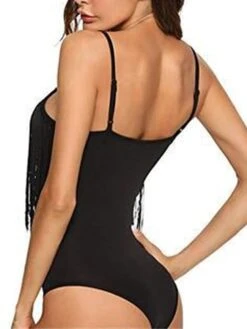 Women's Bodysuit Backless Tassel Solid Color U Neck Sexy Daily Holiday Party Regular Fit Sleeveless Black S M L Summer Fall -Cheap Plus Fit Dress Store smxwke1690449245203