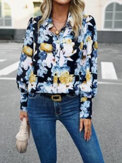 Women's Black White Red Flower Print Long Sleeve Work Romantic Boat Neck Form Fit Portrait Fleece Lined Bell Sleeve Fall & Winter -Cheap Plus Fit Dress Store solzpr1697196485759