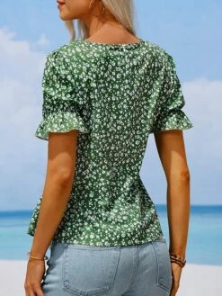 Women's Shirt Blouse Black Red Royal Blue Floral Button Print Short Sleeve Holiday Casual V Neck Regular Fit Floral Puff Sleeve 11 Women's Shirt Blouse Black Red Royal Blue Floral Button Print Short Sleeve Holiday Casual V Neck Regular Fit Floral Puff Sleeve -Cheap Plus Fit Dress Store spsotb1686672962274