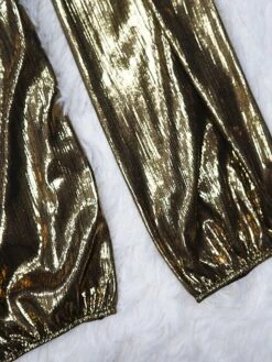 Women's Jumpsuit High Christmas Waist Solid Color V Neck Streetwear Party Xmas Street Regular Fit Long Sleeve Gold Green S M L Fall -Cheap Plus Fit Dress Store sqdotm1695281851916