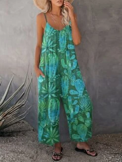 Women's Jumpsuit Pocket Print Floral V Neck Casual Daily Going Out Straight Loose Fit Spaghetti Strap Wine Army Green Blue S M L Summer Fall 8 Women's Jumpsuit Pocket Print Floral V Neck Casual Daily Going Out Straight Loose Fit Spaghetti Strap Wine Army Green Blue S M L Summer Fall -Cheap Plus Fit Dress Store sqgbvl1684323001660