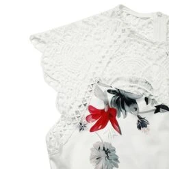 Women's Jumpsuit Lace Print Floral Crew Neck Elegant Daily Holiday Straight Regular Fit Sleeveless Beige White S M L Spring -Cheap Plus Fit Dress Store sronoa1662460276183