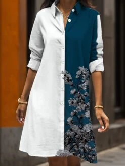 Women's Shirt Dress Casual Dress Midi Dress Outdoor Daily Date Polyester Fashion Modern Shirt Collar Button Pocket Long Sleeve Fall Winter 2023 Loose Fit White Pink Navy Blue Floral S M L XL 2XL 9 Women's Shirt Dress Casual Dress Midi Dress Outdoor Daily Date Polyester Fashion Modern Shirt Collar Button Pocket Long Sleeve Fall Winter 2023 Loose Fit White Pink Navy Blue Floral S M L XL 2XL -Cheap Plus Fit Dress Store sucspa1695208256078
