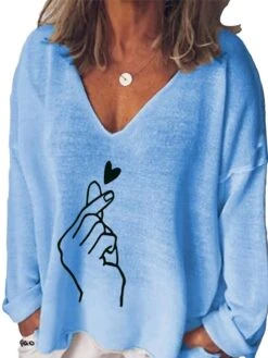 Women's Plus Size T Shirt Tee Black White Blue Graphic Print Long Sleeve Daily Going Out Weekend Streetwear Preppy V Neck Regular Fit Fall Winter Fall & Winter 9 Women's Plus Size T Shirt Tee Black White Blue Graphic Print Long Sleeve Daily Going Out Weekend Streetwear Preppy V Neck Regular Fit Fall Winter Fall & Winter -Cheap Plus Fit Dress Store sumiav1654690235937