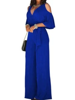 Women's Jumpsuit High Waist Cut Out Solid Color V Neck Streetwear Christmas Daily Xmas Regular Fit 3/4 Length Sleeve Black White Yellow S M L Fall 13 Women's Jumpsuit High Waist Cut Out Solid Color V Neck Streetwear Christmas Daily Xmas Regular Fit 3/4 Length Sleeve Black White Yellow S M L Fall -Cheap Plus Fit Dress Store svbdpy1695347192745