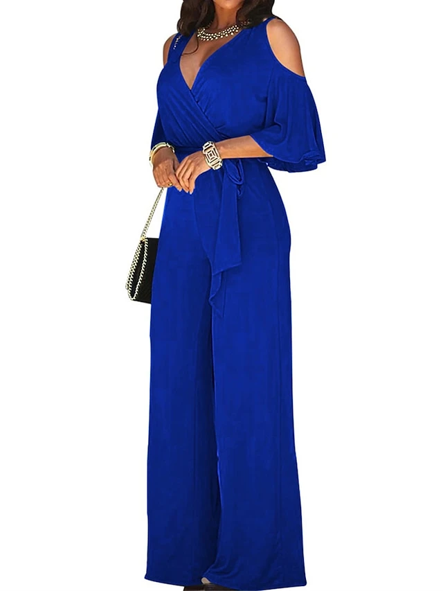 Women's Jumpsuit High Waist Cut Out Solid Color V Neck Streetwear Christmas Daily Xmas Regular Fit 3/4 Length Sleeve Black White Yellow S M L Fall 7 Women's Jumpsuit High Waist Cut Out Solid Color V Neck Streetwear Christmas Daily Xmas Regular Fit 3/4 Length Sleeve Black White Yellow S M L Fall - Image 7