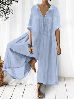 Women's Jumpsuit Solid Color Shirt Collar Streetwear Street Daily Loose Fit Half Sleeve White Yellow Pink S M L Summer