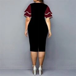 Women‘s Plus Size Curve Party Dress Color Block Crew Neck Print Short Sleeve Spring Fall Work Casual Prom Dress Knee Length Dress Casual Daily DressHomecoming Dress -Cheap Plus Fit Dress Store swgopr1639471972405