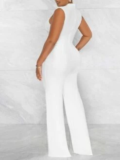 Women's Jumpsuit Lace Up Solid Color Crew Neck Streetwear Street Daily Regular Fit Sleeveless Black White S M L Summer 21 Women's Jumpsuit Lace Up Solid Color Crew Neck Streetwear Street Daily Regular Fit Sleeveless Black White S M L Summer -Cheap Plus Fit Dress Store szmtfo1680073801024