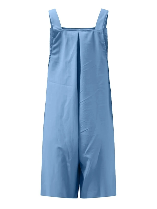 Jumpsuits For Women Summer Overall Bib Pocket Solid Color Square Neck Basic Daily Vacation Regular Fit Sleeveless Black Yellow Pink S M L 3 Jumpsuits For Women Summer Overall Bib Pocket Solid Color Square Neck Basic Daily Vacation Regular Fit Sleeveless Black Yellow Pink S M L - Image 3