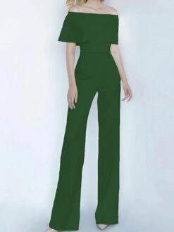 Women's Jumpsuit Backless High Waist Solid Color Off Shoulder Streetwear Party Vacation Regular Fit Short Sleeve Green Pink Wine S M L Winter 7 Women's Jumpsuit Backless High Waist Solid Color Off Shoulder Streetwear Party Vacation Regular Fit Short Sleeve Green Pink Wine S M L Winter -Cheap Plus Fit Dress Store tcjvtr1663731280746