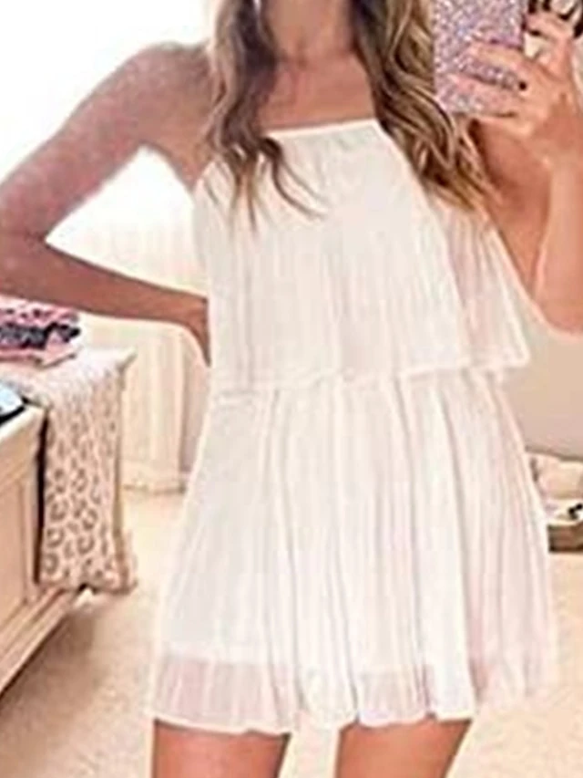 Women's Romper Ruffle Backless Solid Color Square Neck Basic Street Daily Regular Fit Sleeveless Black White Navy Blue S M L Summer 16 Women's Romper Ruffle Backless Solid Color Square Neck Basic Street Daily Regular Fit Sleeveless Black White Navy Blue S M L Summer - Image 16