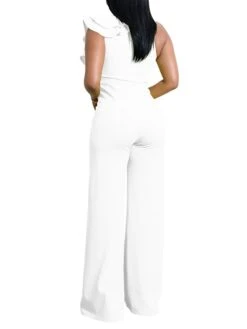 Women's Jumpsuit Ruffle Backless Solid Color One Shoulder Elegant Party Homecoming Wide Leg Regular Fit Sleeveless Wine Army Green White S M L Spring 35 Women's Jumpsuit Ruffle Backless Solid Color One Shoulder Elegant Party Homecoming Wide Leg Regular Fit Sleeveless Wine Army Green White S M L Spring -Cheap Plus Fit Dress Store tdmpho1642503385421
