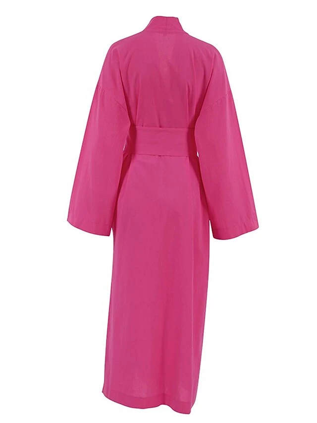 Women's Casual Dress Cotton Dress Wrap Dress Maxi Long Dress Cotton Fashion Basic Outdoor Daily Holiday V Neck Split Tie Belt Long Sleeve Fall Winter Autumn 2023 Loose Fit Navy Blue Green Rose Red 5 Women's Casual Dress Cotton Dress Wrap Dress Maxi Long Dress Cotton Fashion Basic Outdoor Daily Holiday V Neck Split Tie Belt Long Sleeve Fall Winter Autumn 2023 Loose Fit Navy Blue Green Rose Red - Image 5