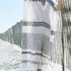 Women's Casual Dress Cotton Dress White Dress Midi Dress Cotton Basic Classic Outdoor Daily Vacation V Neck Print Short Sleeve Spring Fall Winter 2023 Loose Fit White Striped One-Size