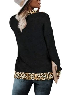 Women's T Shirt Tee Black Blue Purple Leopard Print Long Sleeve Daily Weekend Basic V Neck Regular Fit Painting Spring &Fall 19 Women's T Shirt Tee Black Blue Purple Leopard Print Long Sleeve Daily Weekend Basic V Neck Regular Fit Painting Spring &Fall -Cheap Plus Fit Dress Store tgdjnu1609321906657