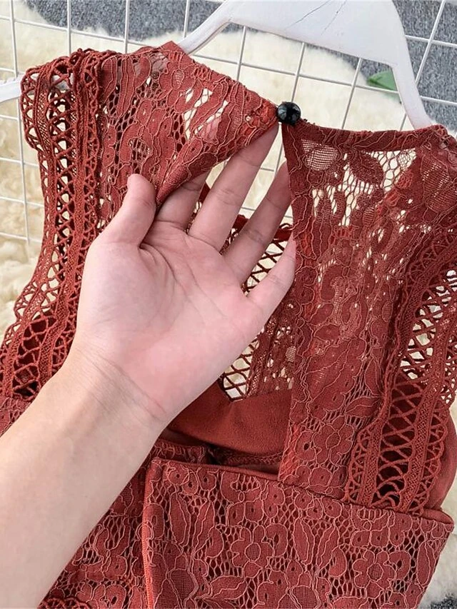 Women's Jumpsuit Lace Backless Solid Color Crew Neck Streetwear Street Going Out Regular Fit Sleeveless Black Yellow Wine One-Size Summer 20 Women's Jumpsuit Lace Backless Solid Color Crew Neck Streetwear Street Going Out Regular Fit Sleeveless Black Yellow Wine One-Size Summer - Image 20