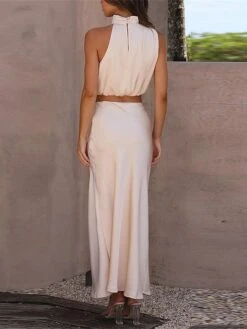 Women's Two Piece Dress Set Casual Dress Skirt Set Daily Holiday Fashion Sexy Ruched Long Dress Maxi Dress Stand Collar Sleeveless Plain Regular Fit Black White Light Green Summer Spring S M L XL 30 Women's Two Piece Dress Set Casual Dress Skirt Set Daily Holiday Fashion Sexy Ruched Long Dress Maxi Dress Stand Collar Sleeveless Plain Regular Fit Black White Light Green Summer Spring S M L XL -Cheap Plus Fit Dress Store tijzvv1690857198219