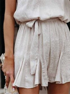 Women's Romper Ruffle Solid Color Halter Holiday Street Daily Regular Fit Sleeveless Black Red Apricot S M L Summer -Cheap Plus Fit Dress Store tildzn1678857279851