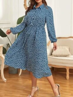 Women's Plus Size Shirt Dress Casual Dress Tunic Dress Midi Dress Outdoor Daily Date Polyester Basic Classic Shirt Collar Button Print Long Sleeve Spring Fall Winter 2023 Loose Fit Blue Floral XL 2XL 5 Women's Plus Size Shirt Dress Casual Dress Tunic Dress Midi Dress Outdoor Daily Date Polyester Basic Classic Shirt Collar Button Print Long Sleeve Spring Fall Winter 2023 Loose Fit Blue Floral XL 2XL -Cheap Plus Fit Dress Store tkexdy1693535889049