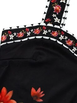 Women's Jumpsuit Print Floral Square Neck Casual Daily Vacation Straight Regular Fit Sleeveless Black S M L Spring -Cheap Plus Fit Dress Store tkocrn1662454110886