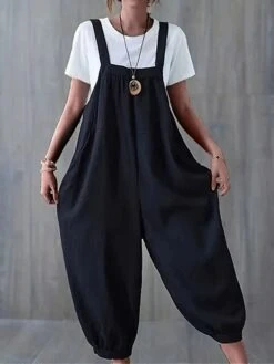 Women's Overall Bib Utility High Waist Solid Color Streetwear Daily Vacation Casual Loose Fit Sleeveless Black Army Green L XL XXL Summer Fall 12 Women's Overall Bib Utility High Waist Solid Color Streetwear Daily Vacation Casual Loose Fit Sleeveless Black Army Green L XL XXL Summer Fall -Cheap Plus Fit Dress Store tnfnfm1690691521870