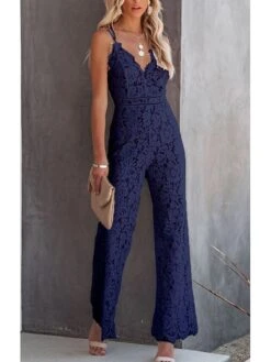 White Jumpsuit For Women Casual Party Street Holiday Deep V 2023 Black Wine Solid Color Zipper Fall -Cheap Plus Fit Dress Store tnjbnp1623210925673