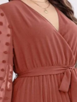 Women's Plus Size Prom Dress Party Dress Wedding Guest Dress Long Dress Maxi Dress Red Long Sleeve Pure Color Lace Up Fall Winter Autumn V Neck Fashion Winter Dress Evening Party Wedding Guest 2023 L -Cheap Plus Fit Dress Store tobrjg1693535320970