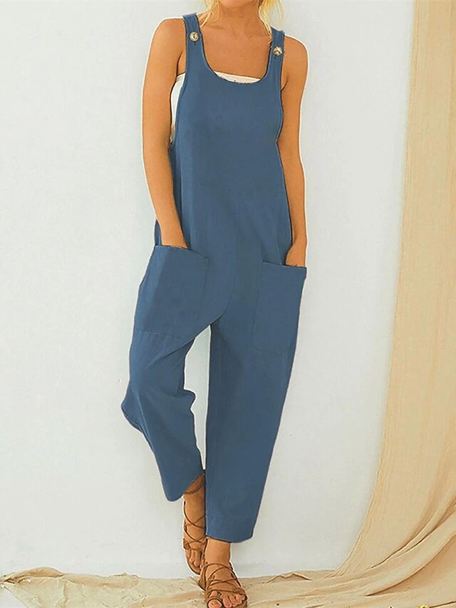 One Piece Jumpsuits For Women Utility Overall Button Patch Pocket Solid Color Crew Neck Streetwear Daily Vacation Regular Fit Sleeveless Army Green Blue Apricot S M L Summer Fall 1 One Piece Jumpsuits For Women Utility Overall Button Patch Pocket Solid Color Crew Neck Streetwear Daily Vacation Regular Fit Sleeveless Army Green Blue Apricot S M L Summer Fall