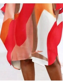 Women‘s Plus Size Curve Holiday Dress Print U Neck Print 3/4 Length Sleeve Fall Spring Casual Knee Length Dress Date Work Dress -Cheap Plus Fit Dress Store tpdpow1659514153848