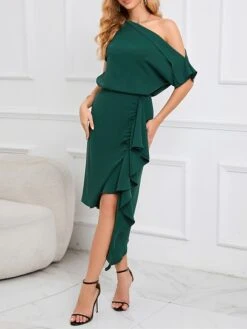 Women's Two Piece Dress Set Party Dress Skirt Set Party Outdoor Fashion Party Ruffle Asymmetrical Midi Dress Off Shoulder Half Sleeve Plain Loose Fit Green Spring Fall S M L XL XXL 11 Women's Two Piece Dress Set Party Dress Skirt Set Party Outdoor Fashion Party Ruffle Asymmetrical Midi Dress Off Shoulder Half Sleeve Plain Loose Fit Green Spring Fall S M L XL XXL -Cheap Plus Fit Dress Store tqorai1692339649661