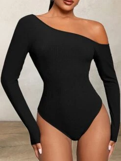 Women's Bodysuit High Waist Solid Color Off Shoulder Streetwear Street Daily Regular Fit Long Sleeve Black White Wine S M L Fall 14 Women's Bodysuit High Waist Solid Color Off Shoulder Streetwear Street Daily Regular Fit Long Sleeve Black White Wine S M L Fall -Cheap Plus Fit Dress Store tqwwwp1697521354941