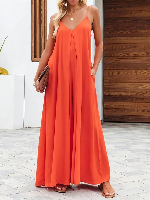 Women's Jumpsuit Backless Pocket Solid Color V Neck Streetwear Daily Vacation Regular Fit Spaghetti Strap Black Light Green Army Green S M L Spring 1 Women's Jumpsuit Backless Pocket Solid Color V Neck Streetwear Daily Vacation Regular Fit Spaghetti Strap Black Light Green Army Green S M L Spring